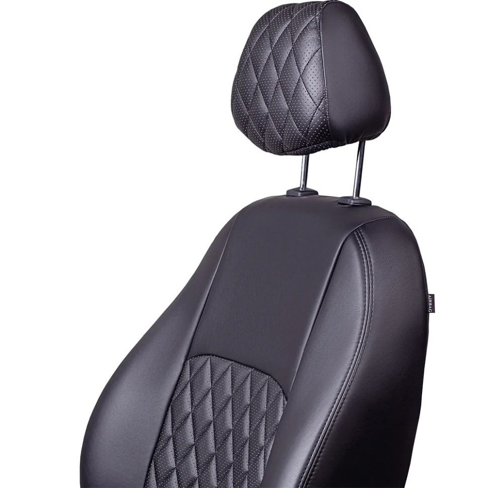 Чехлы на сиденья Renault Duster II (2020-2022) "Турин Ромб" экокожа, черный