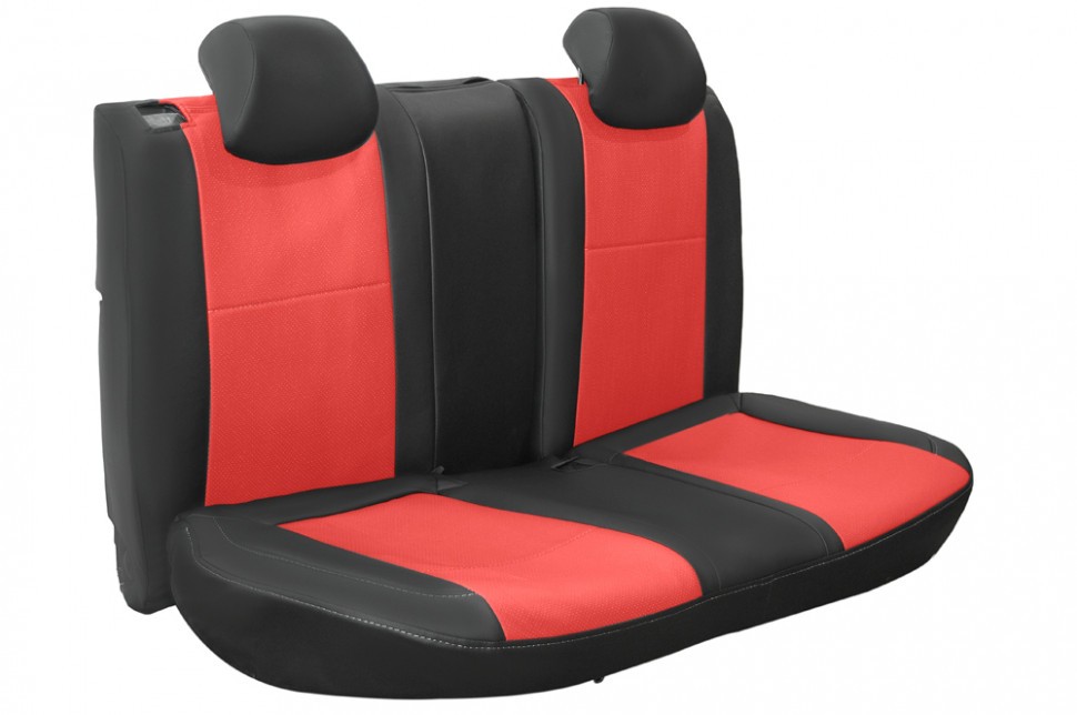 Авточехлы на Hyundai Solaris II / KIA Rio X-Line IV "Почин" экокожа, черно-красный