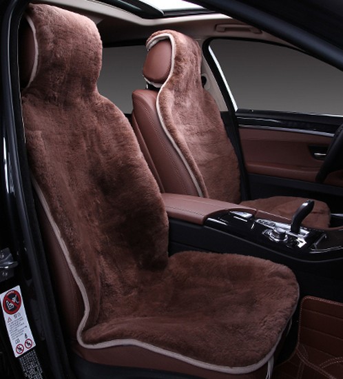 Накидка на сиденье из овчины "Короткий ворс" коричневый (1 штука)
