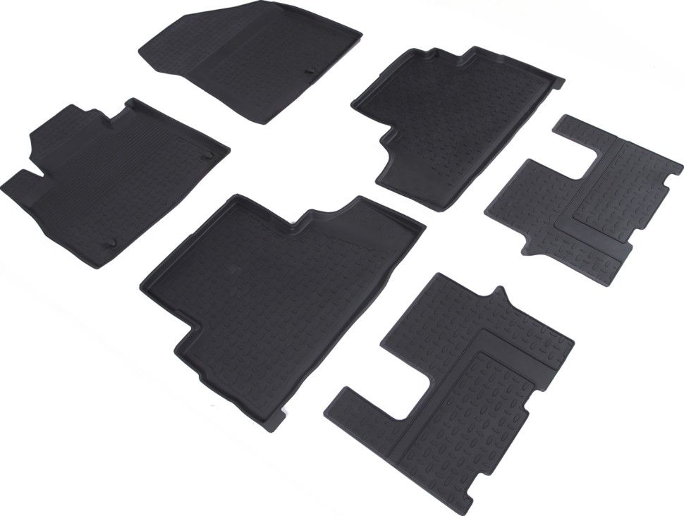 Коврики в салон для Hyundai Santa Fe IV (7 мест) "Высокий борт" резина, черный