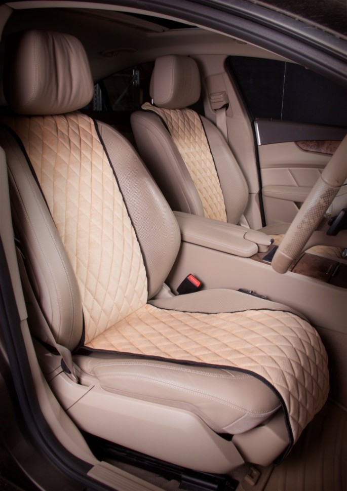 Накидки "Алькантара", передние (2 шт.), бежевые