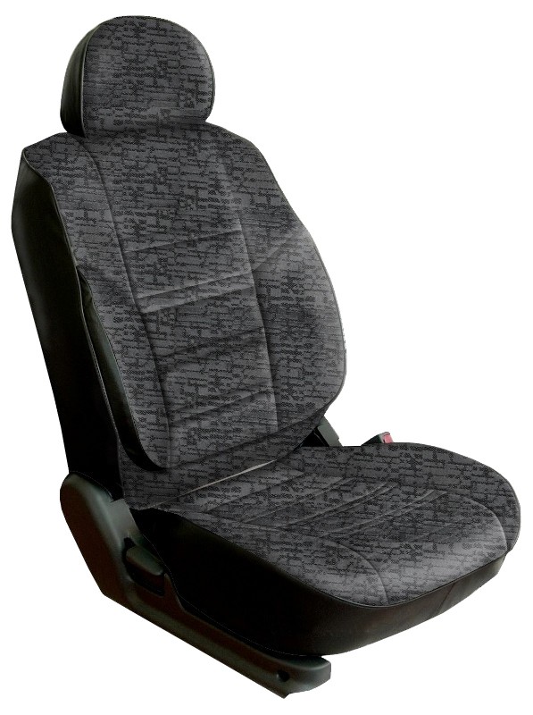 Авточехлы на Mercedes-Benz Sprinter (1+1) "Трио" жаккард/кожзам, плетенка серая