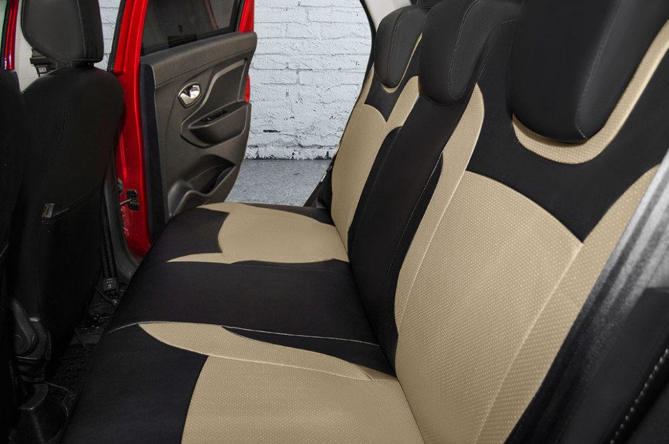 Авточехлы на LADA XRAY "Почин" экокожа, черно-бежевый