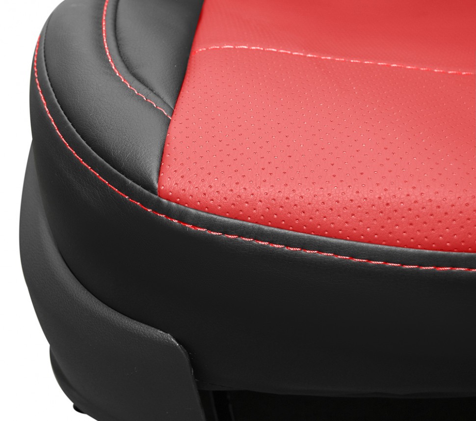 Авточехлы на Hyundai Solaris II / KIA Rio X-Line IV "Почин" экокожа, черно-красный