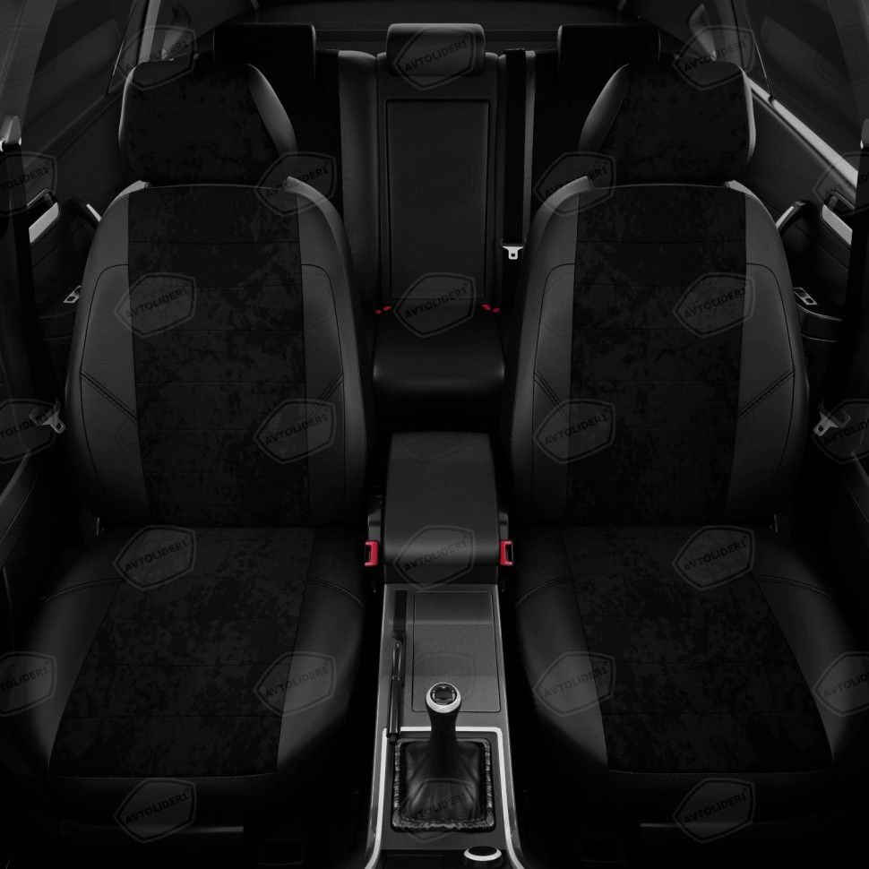 Чехлы в салон Renault Duster II (2020-2022) "Классика" автолидер, алькантара/экокожа, черный