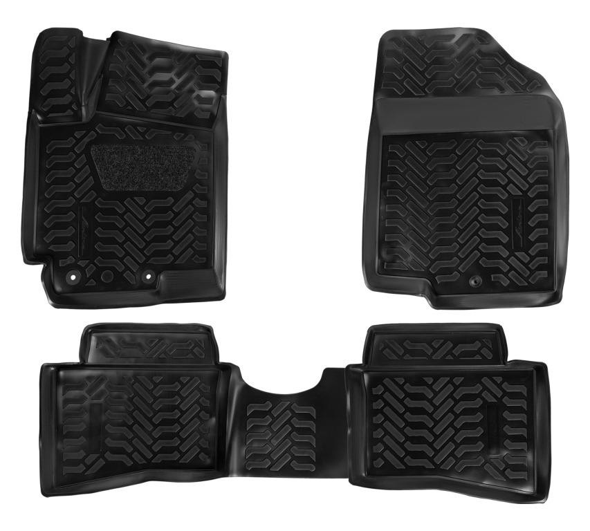 Коврики в салон для Hyundai Solaris I (3D с подпятником) "Высокий борт" полимер, черный