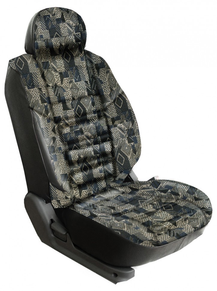 Авточехлы на Mercedes-Benz Sprinter (1+1) "Трио" жаккард/кожзам, геометрия