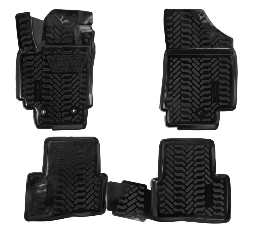 Коврики в салон для Hyundai Creta I (3D с подпятником) "Высокий борт" полимер, черный