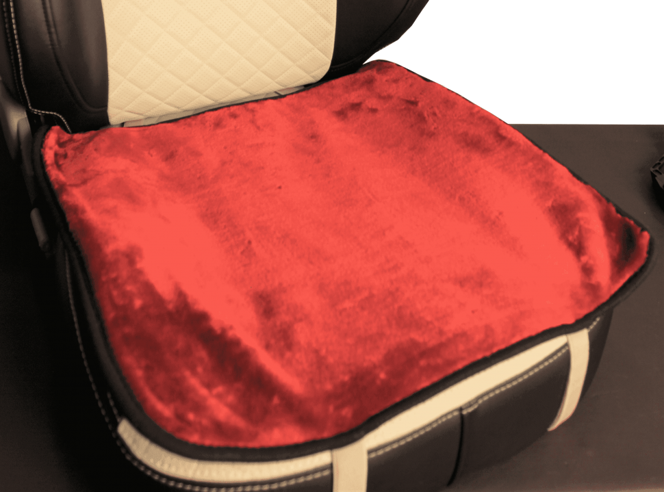 Накидка на переднее сиденье "Квадрат" искусственный мех, красный (1 штука)