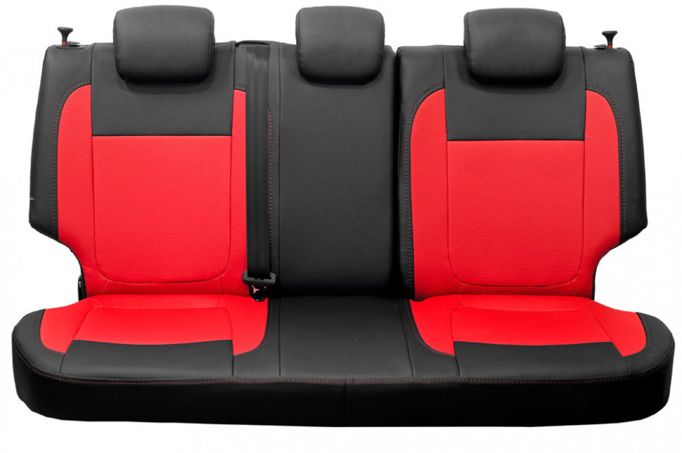 Авточехлы на LADA Vesta (SW / Cross) "Почин" экокожа, черно-красный