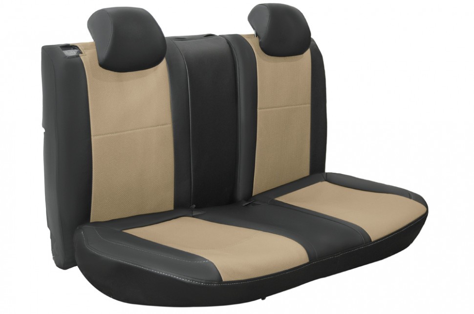 Авточехлы на Hyundai Solaris II / KIA Rio X-Line IV "Почин" экокожа, черно-бежевый