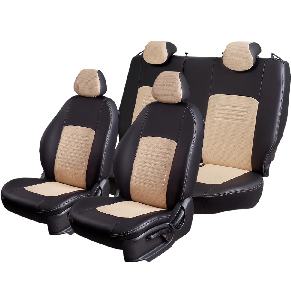Чехлы на сиденья Renault Duster II (2020-2022) (Drive) "Турин Классик" экокожа, черно-бежевый