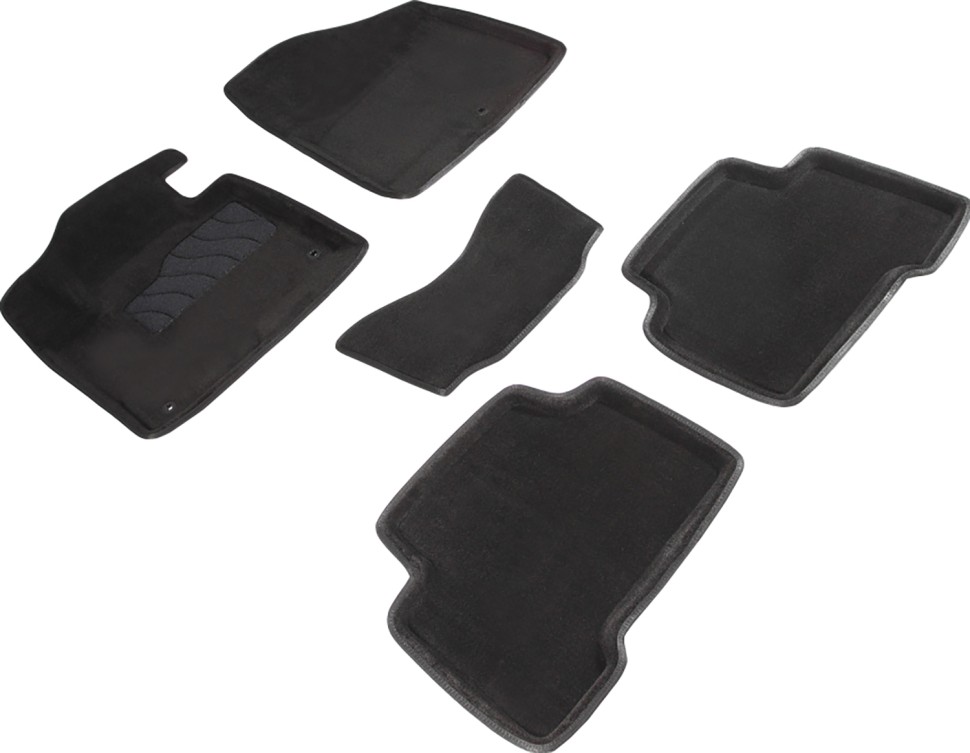 Коврики в салон для Hyundai Santa Fe III "3D" ворс, черный