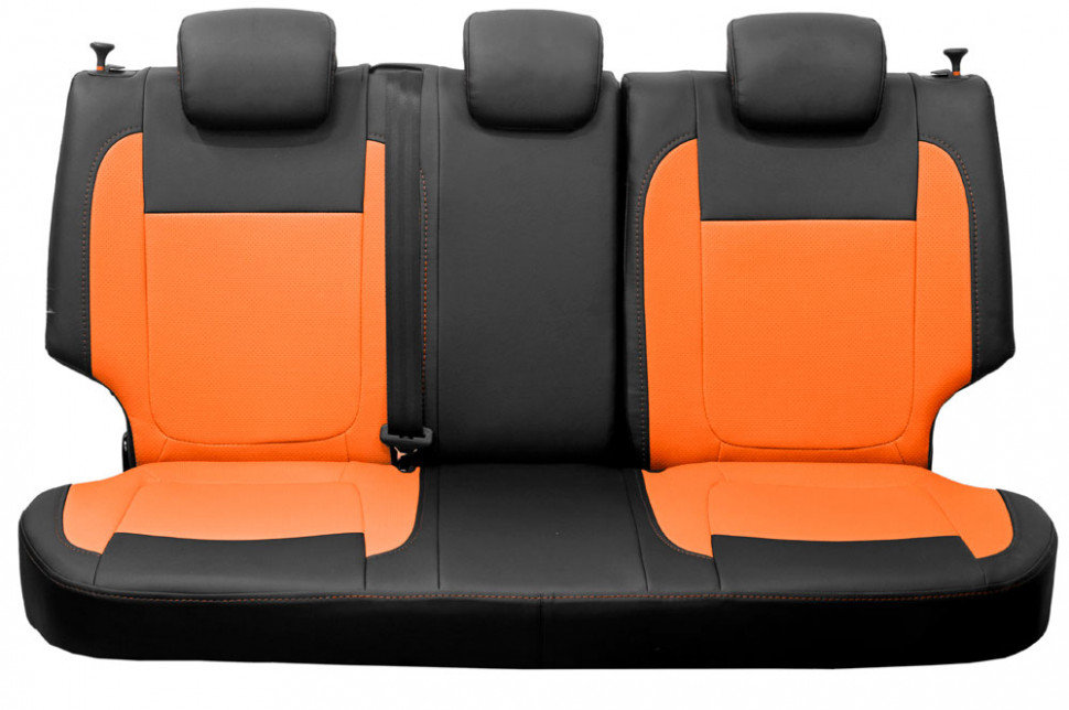 Авточехлы на LADA Vesta (SW / Cross) "Почин" экокожа, черно-оранжевый