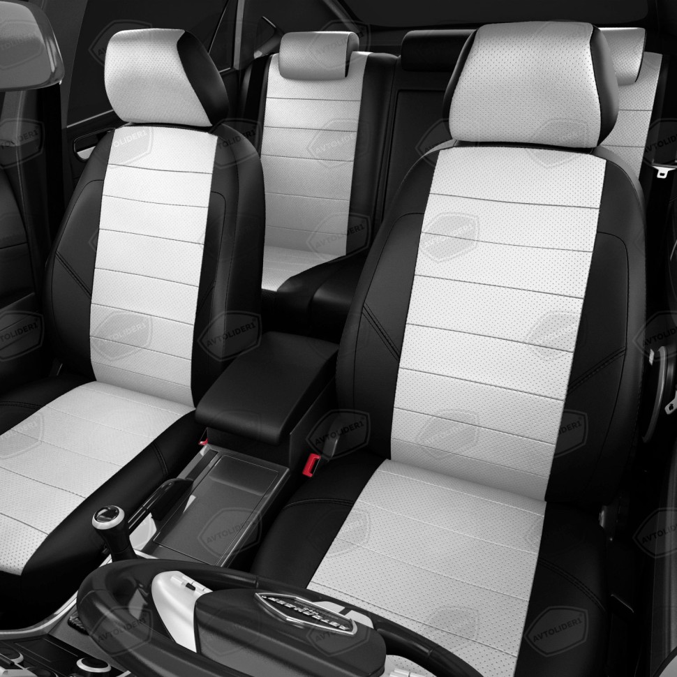 Чехлы в салон Renault Duster II (2020-2022) "Классика" (без AirBag) автолидер, экокожа, черно-белый