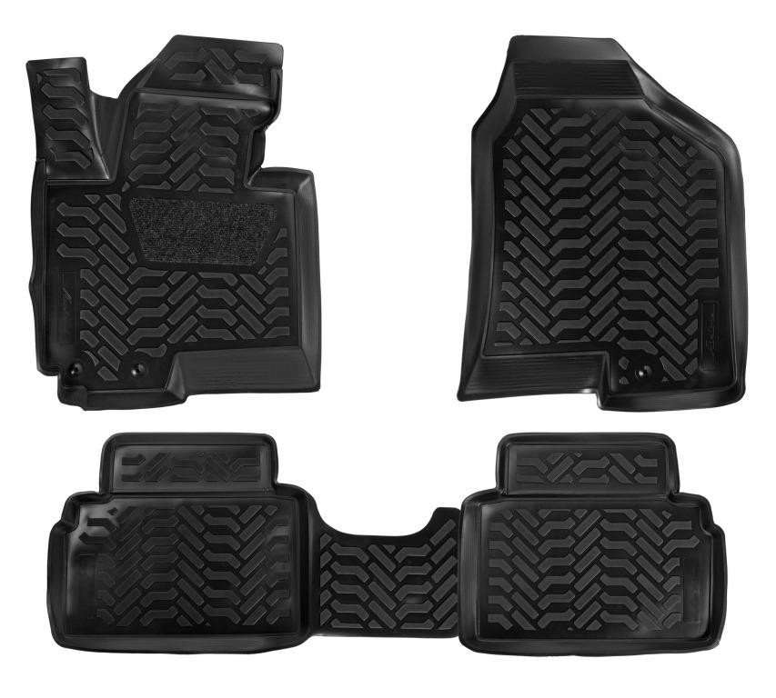 Коврики в салон для KIA Sportage III (3D с подпятником) "Высокий борт" полимер, черный