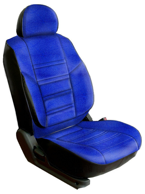 Авточехлы на Chevrolet Lacetti / Daewoo Gentra / Ravon Gentra "Трио" флок/экокожа, синий