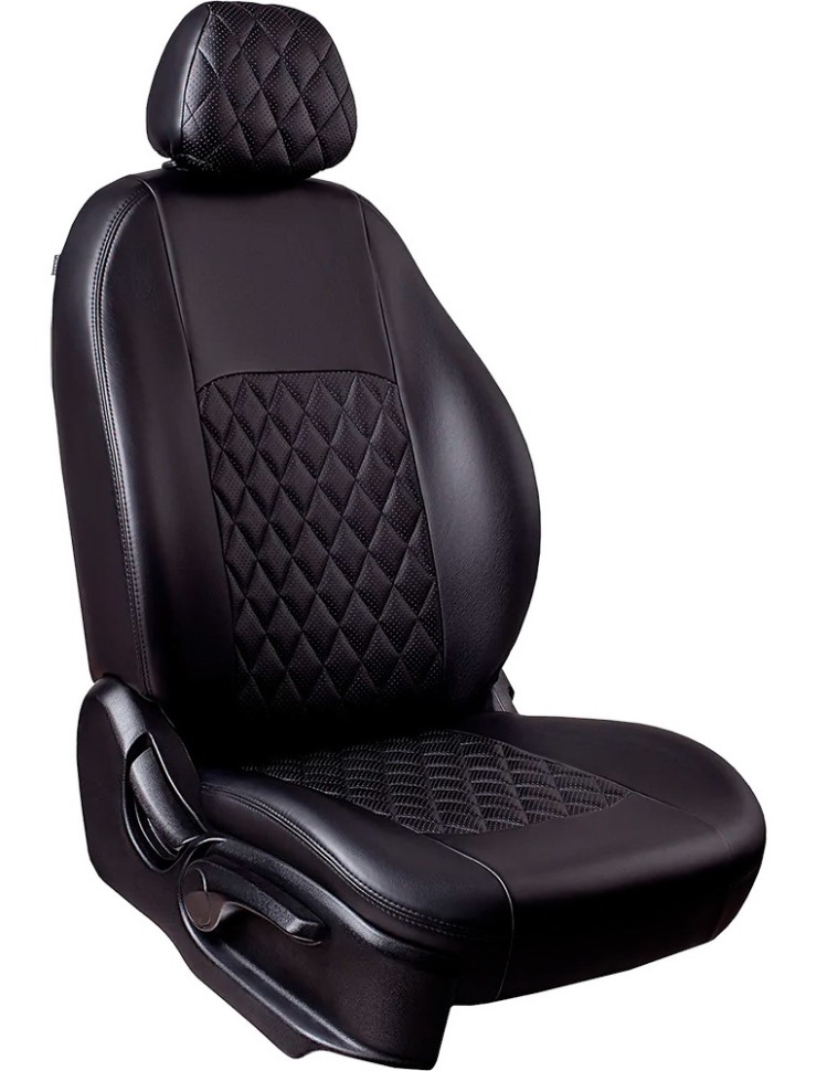 Чехлы на сиденья Renault Duster II (2020-2022) (Drive) "Турин Ромб" экокожа, черный