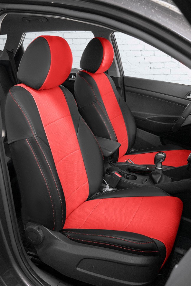 Авточехлы на Hyundai Tucson III / KIA Sportage IV "Почин" экокожа, черно-красный