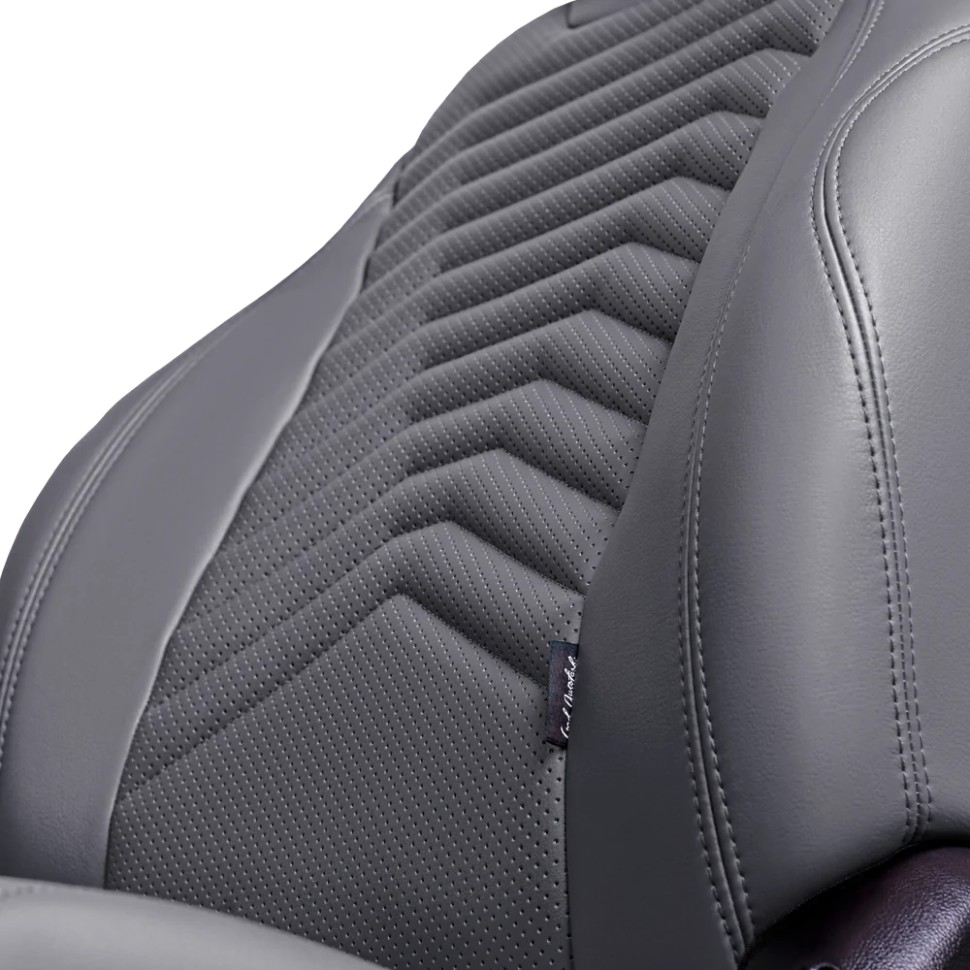 Чехлы на сиденья Hyundai Solaris II "Байрон Президент" экокожа, серый