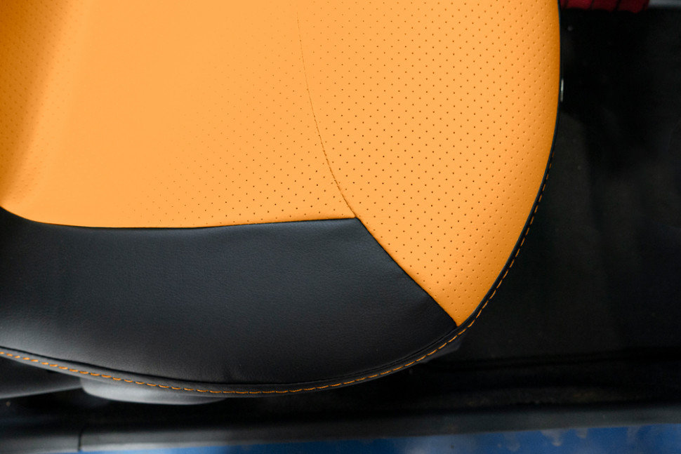 Авточехлы на Daewoo Matiz I "Почин" экокожа, черно-оранжевый
