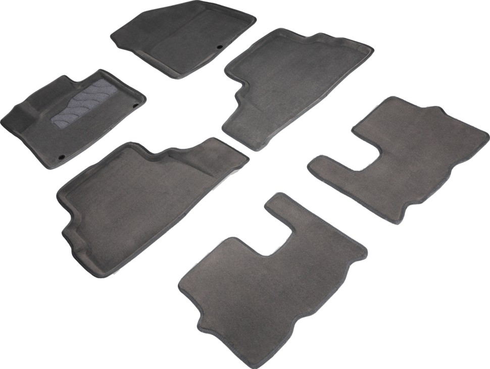 Коврики в салон для Hyundai Santa Fe IV (5 мест) "3D" ворс, серый