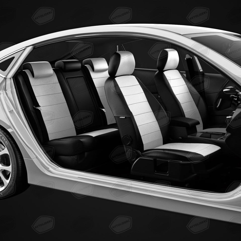 Чехлы в салон Renault Duster II (2020-2022) "Классика" (без AirBag) автолидер, экокожа, черно-белый