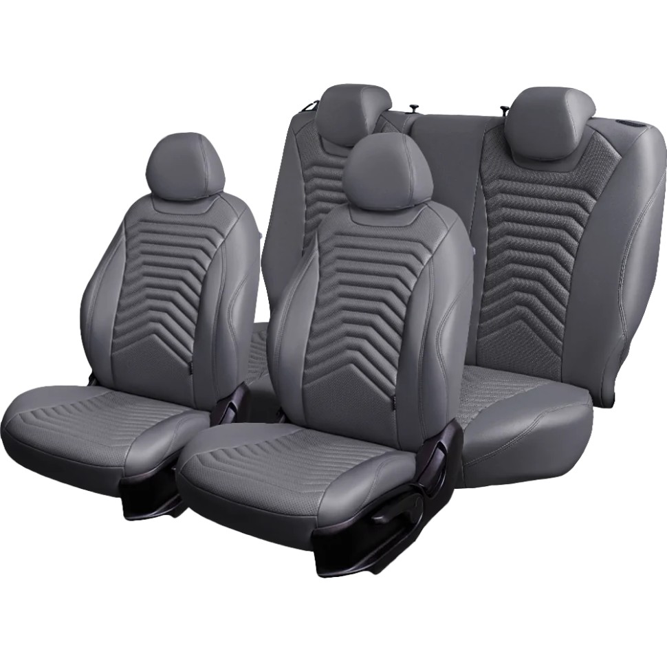 Чехлы на сиденья Hyundai Solaris II "Байрон Президент" экокожа, серый