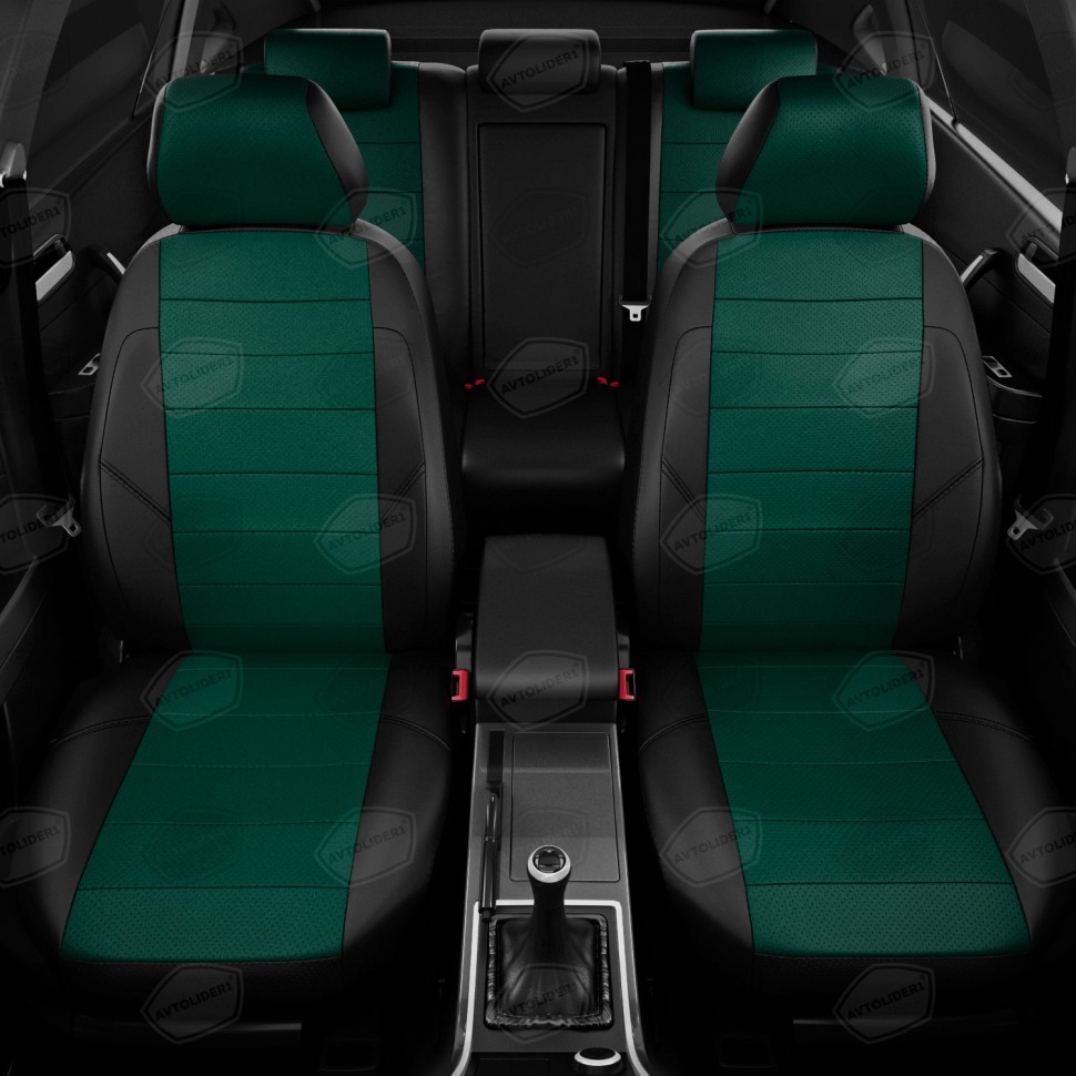 Чехлы в салон Renault Duster II (2020-2022) "Классика" автолидер, экокожа, черно-зеленый