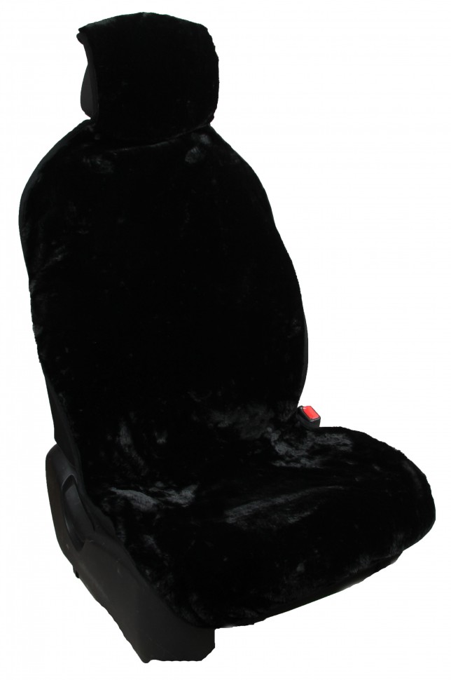 Накидка на сиденье "Россия люкс" искуственный мех, черный (1 штука)