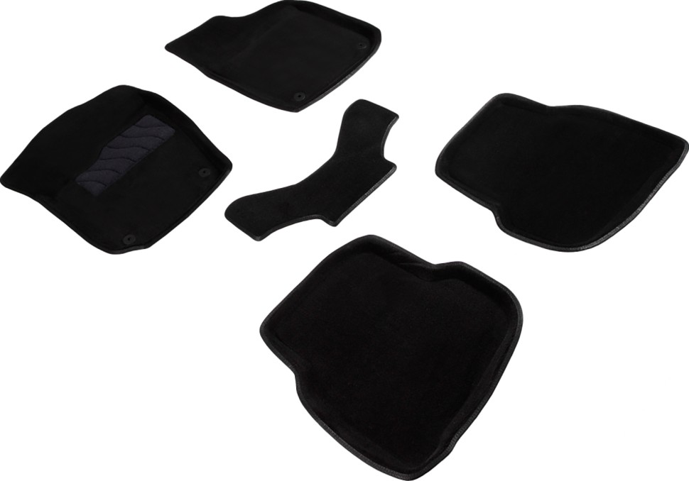 Коврики в салон для Volkswagen Polo V (Седан) "3D" ворс, черный