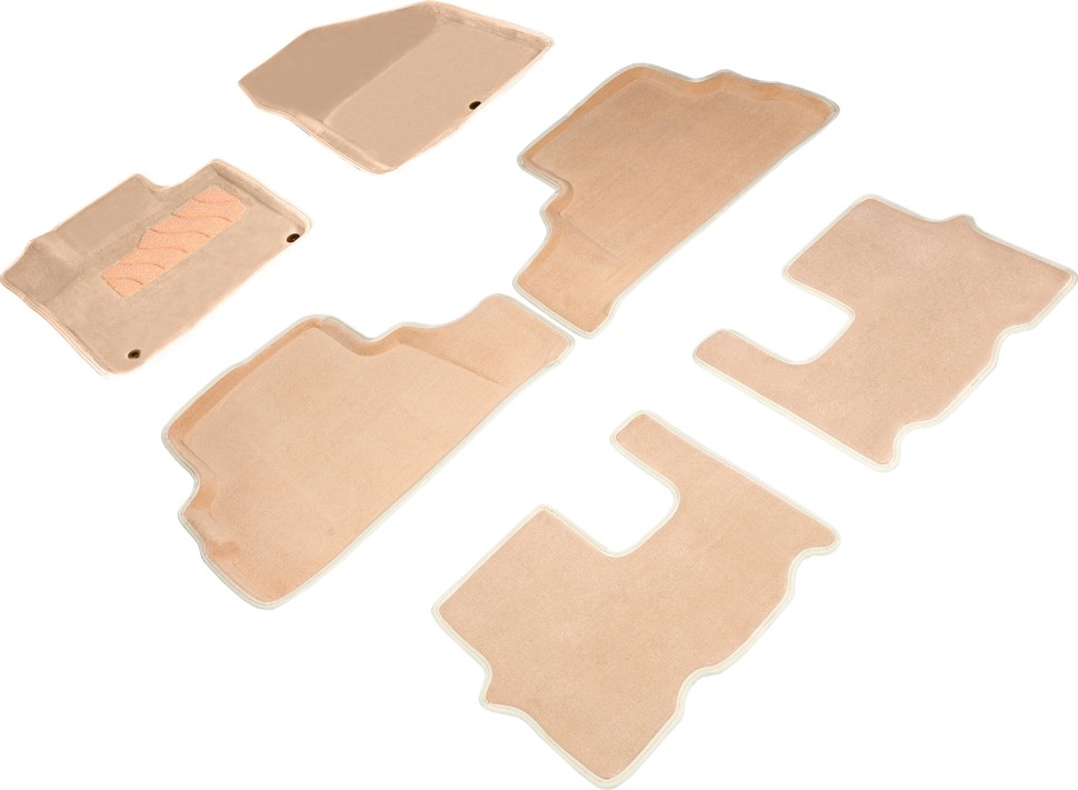 Коврики в салон для Hyundai Santa Fe IV (5 мест) "3D" ворс, бежевый