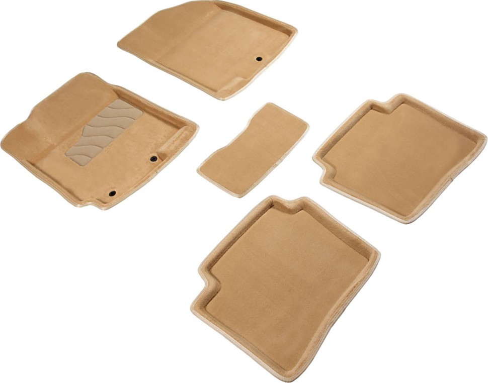 Коврики в салон для Hyundai Solaris I "3D" ворс, бежевый