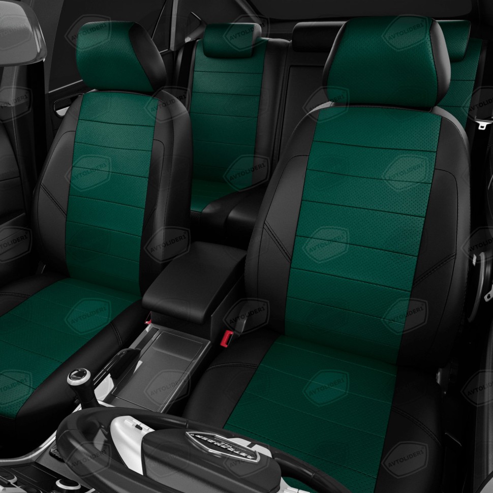 Чехлы в салон Renault Duster II (2020-2022) "Классика" автолидер, экокожа, черно-зеленый