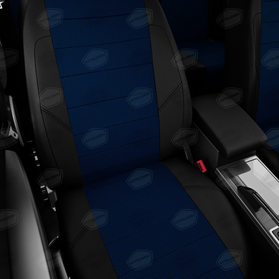 Чехлы в салон Hyundai Solaris I / KIA Rio III "Классика" автолидер, жаккард/экокожа, синяя точка