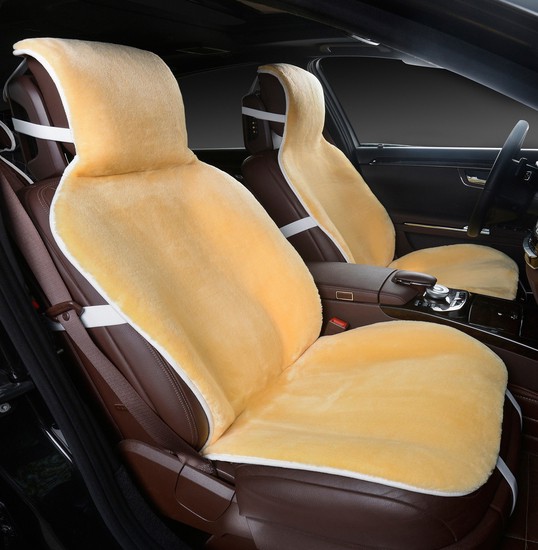 Накидка на сиденье "Искуственный мех" короткий ворс, бежевый (1 штука)