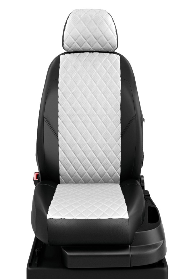 Чехлы в салон Hyundai Solaris / KIA Rio III "Ромб" автолидер, экокожа, черно-белый