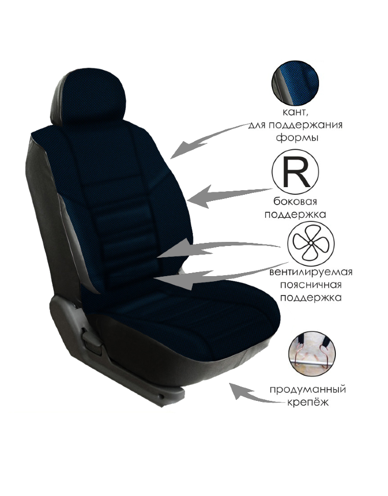 Авточехлы на Chevrolet Lacetti / Daewoo Gentra / Ravon Gentra "Трио" жаккард/экокожа, корабль