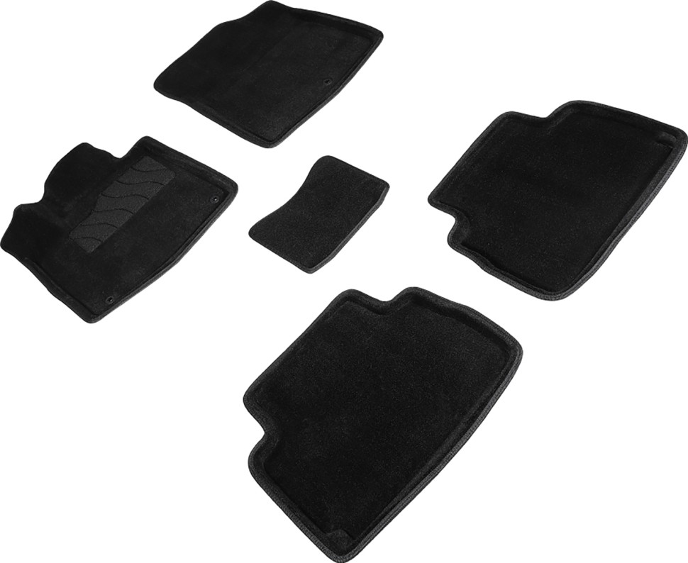 Коврики в салон для Hyundai Santa Fe IV (Рестайлинг) (5 мест) "3D" ворс, черный