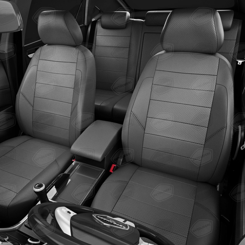 Чехлы в салон Hyundai Solaris I / KIA Rio III "Классика" автолидер, экокожа,темно-серый