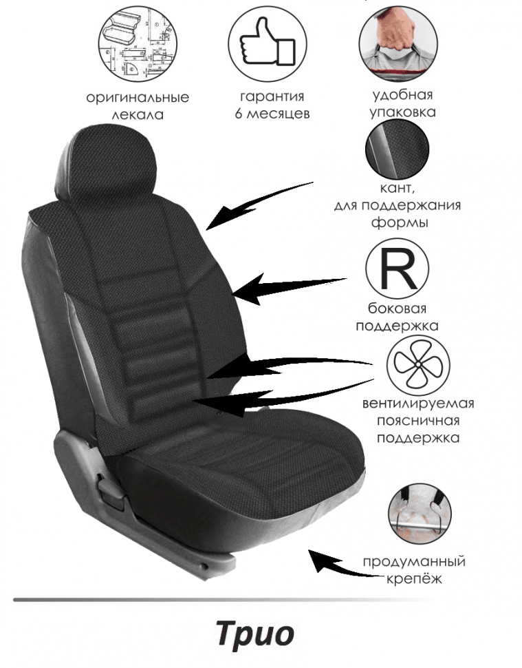 Авточехлы на Mercedes-Benz Sprinter (1+1) "Трио" жаккард/кожзам, сетка серая