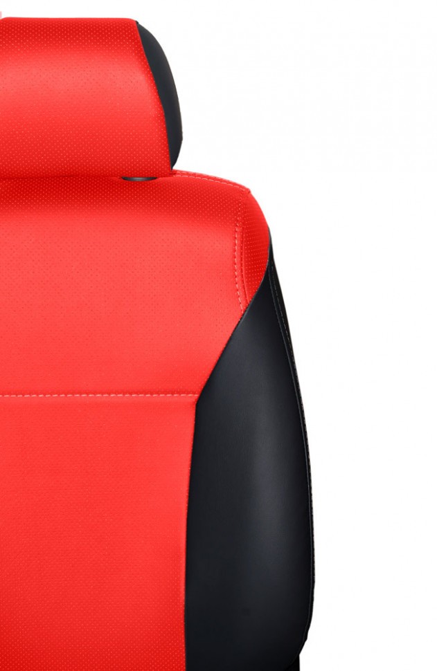 Авточехлы на Chevrolet Cruze "Почин" экокожа, черно-красный