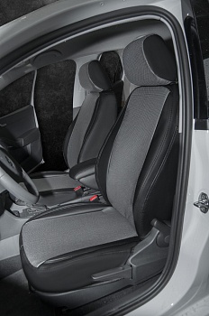 Авточехлы на Skoda Rapid (40/60) "Почин" экокожа, черно-серый