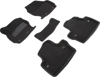 Коврики в салон для Volvo XC70 II (Рестайлинг) "3D" ворс, черный