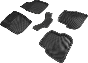 Коврики в салон Eva "3D" для Volkswagen Polo V (Седан) "Соты" ЭВА, черный