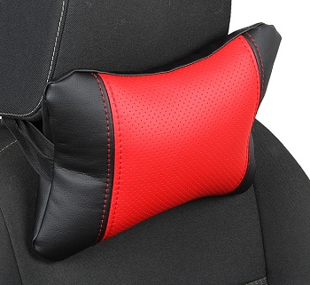 Подушка под шею "Автопилот" экокожа, черно-красный