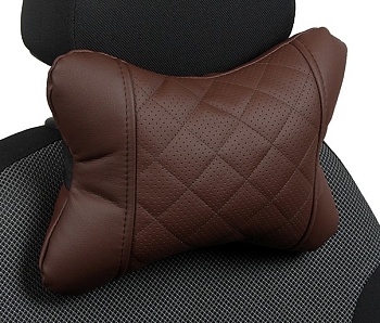 Подушка под шею "Автопилот" ромб, экокожа, шоколад