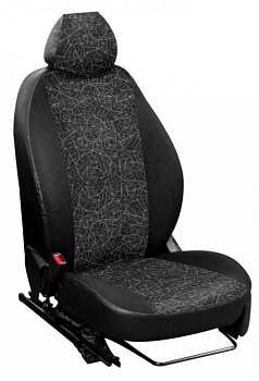 Авточехлы на Volkswagen Caddy (1+1) "Лима" жаккард/кожзам, черное созвездие