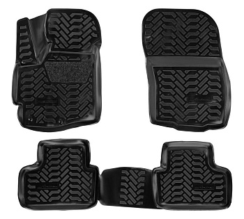 Коврики в салон для Mitsubishi ASX I (3D с подпятником) "Высокий борт" полимер, черный