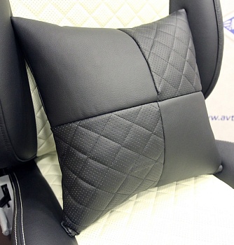 Подушка в салон "Автопилот" ромб, экокожа, черный